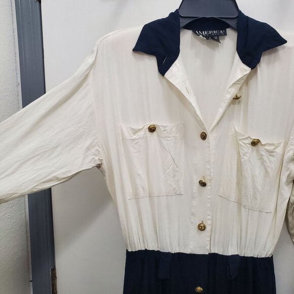 America by Perry Ellis Women's‎ Vintage Button Up 80s Does 40s Secretary Dress 6 - Picture 5 of 12